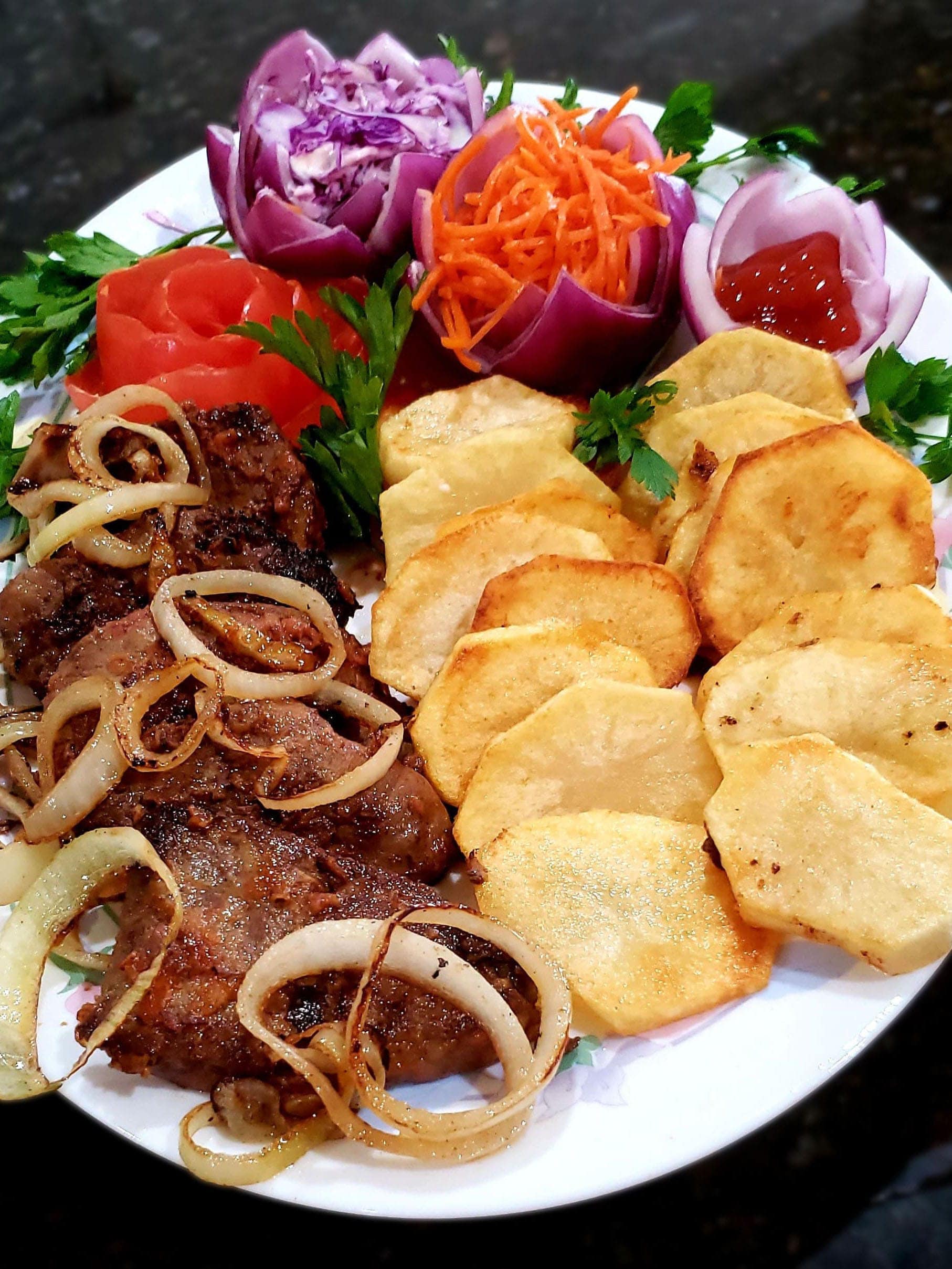 Fried Beef Liver and Potatoes with Caramelized Onions Simple Tasty Eating