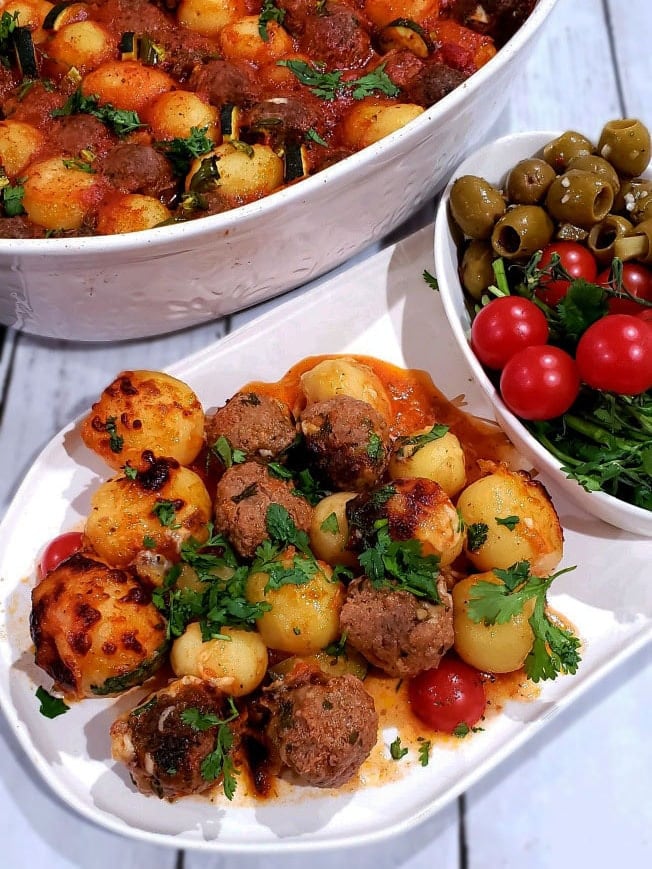 Meatball, Potato, and Zucchini Casserole Recipe