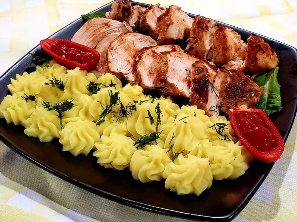 oven roasted chicken and mashed potatoes