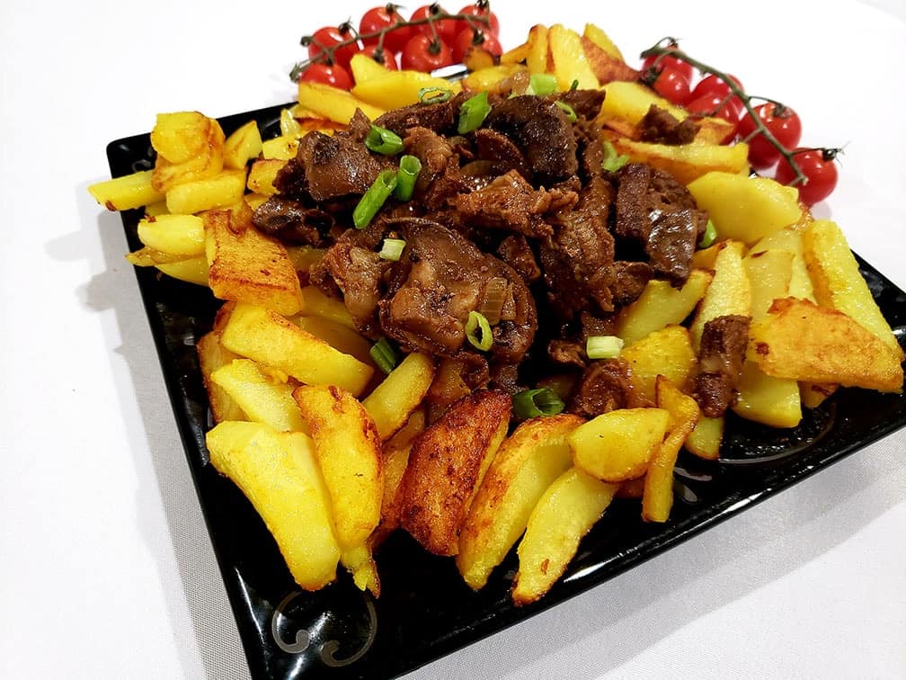 beef stir fry and fried potatoes recipe