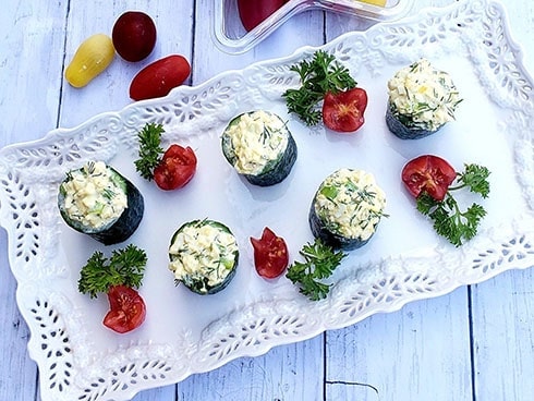 egg salad in cucumber cups recipe